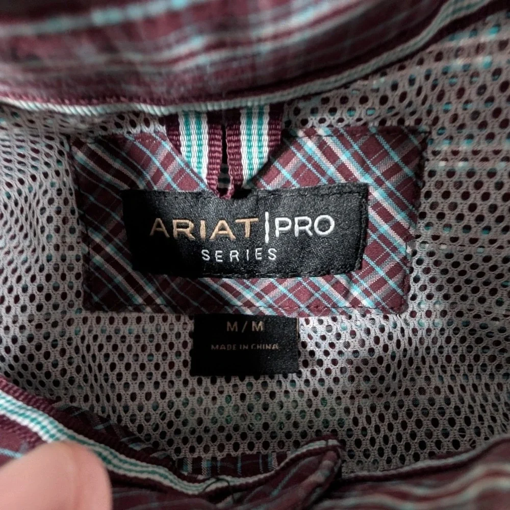 Ariat Pro Series Button Down Shirt Mens Medium Plaid Long Sleeve